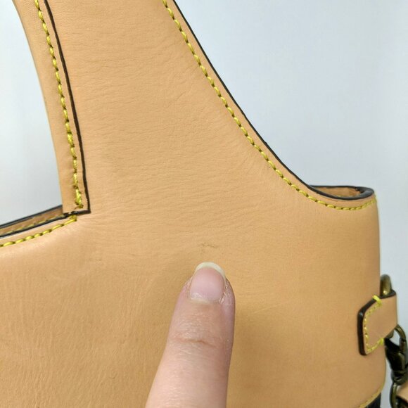 Etienne Privee Purse Bag Black Tan Satchel Leather Top Handle Strap - Picture 6 of 12